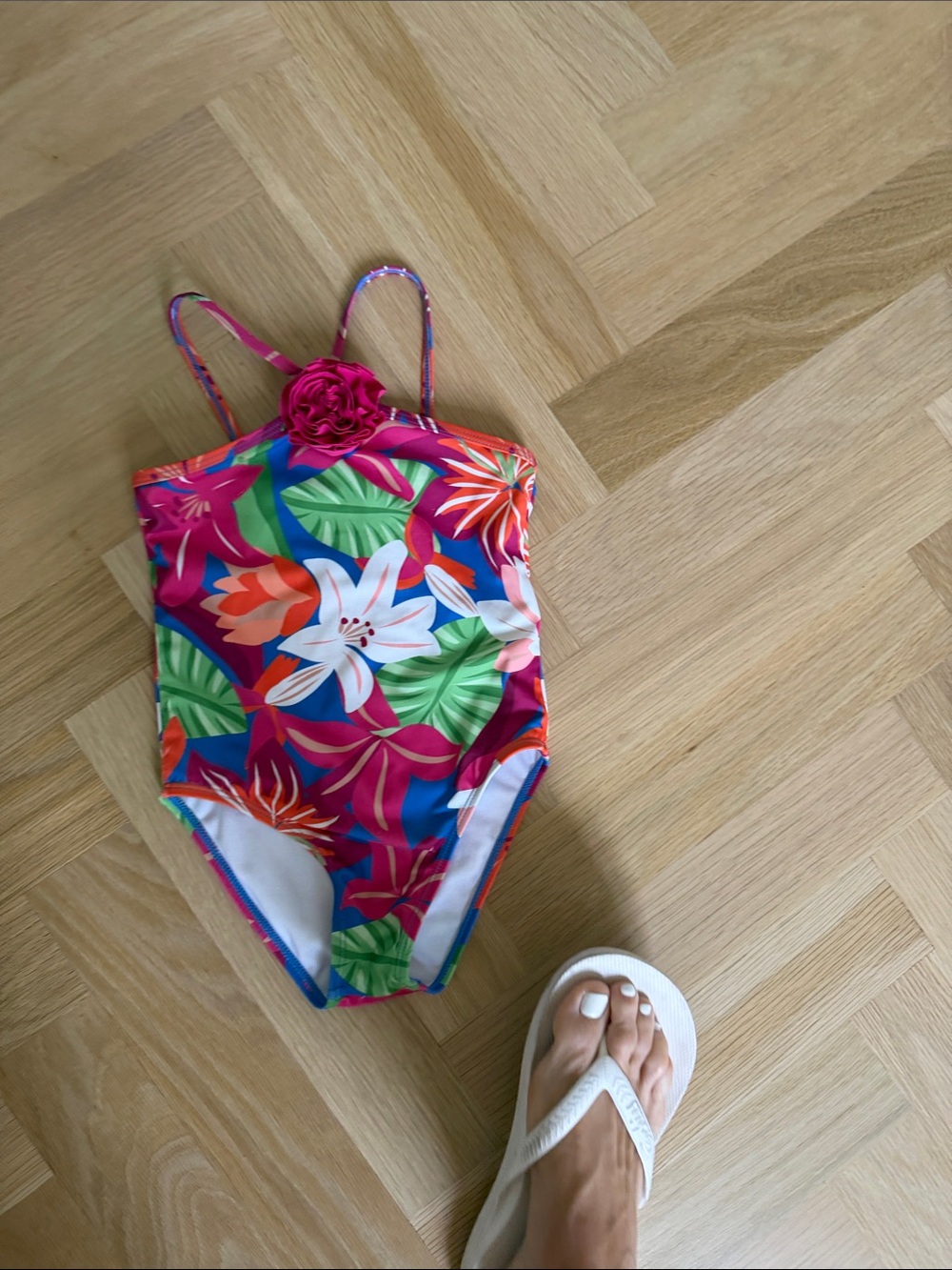 Janie and Jack Pink Floral Tropical One-Piece Swimsuit